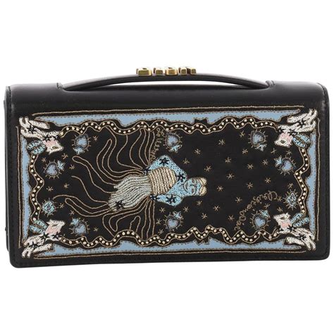 Christian Dior Tarot Pouch Embroidered Leather 